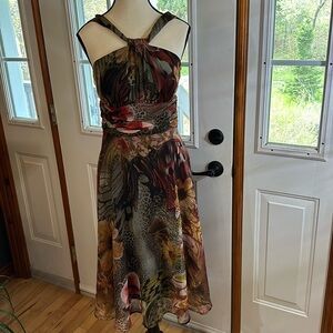 Connected Apparel Floral and Animal Print Dress